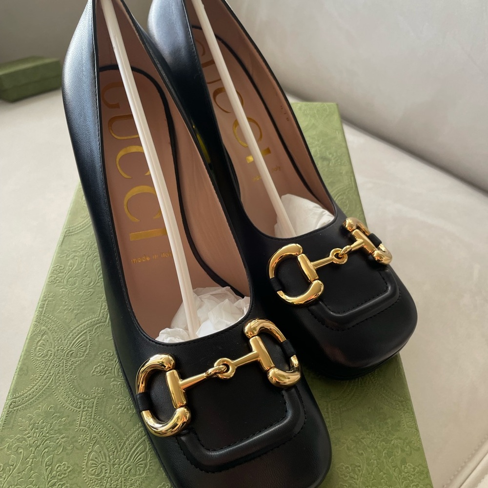 NWT Authentic Gucci Malaga Kid Horsebit 75mm Pumps